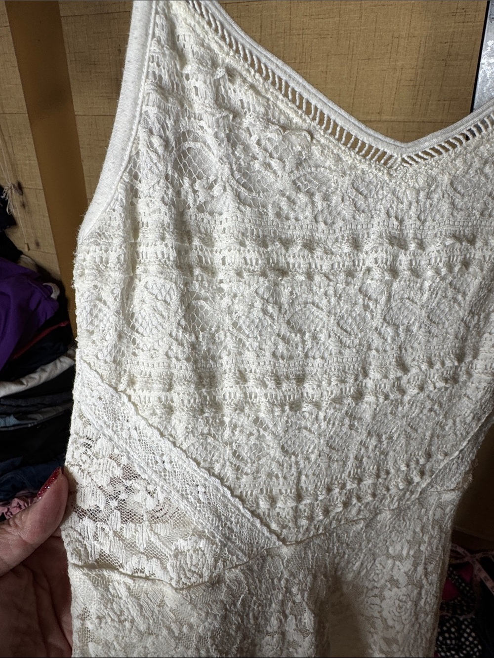 Vintage Abercrombie & Fitch White Lace Fit & Flare Mini Dress XS Y2K - Picture 4 of 10